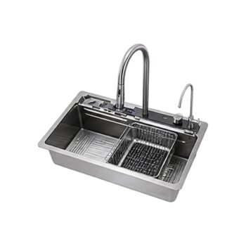 Chậu 1 hố đúc 201 (8046 – AWFB)+ vòi 5 phím hàng Vòi đồng nhẹ 8046-AWFB