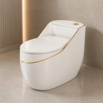 Bồn cầu trứng trắng viền vàng 8850