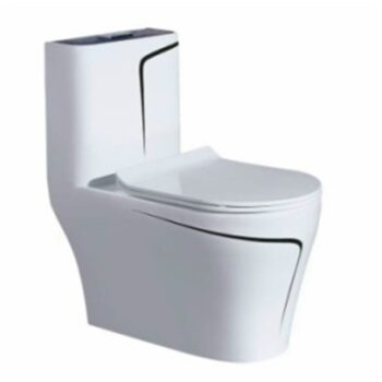 Bồn cầu cao trắng nắp đen viền đen YM011